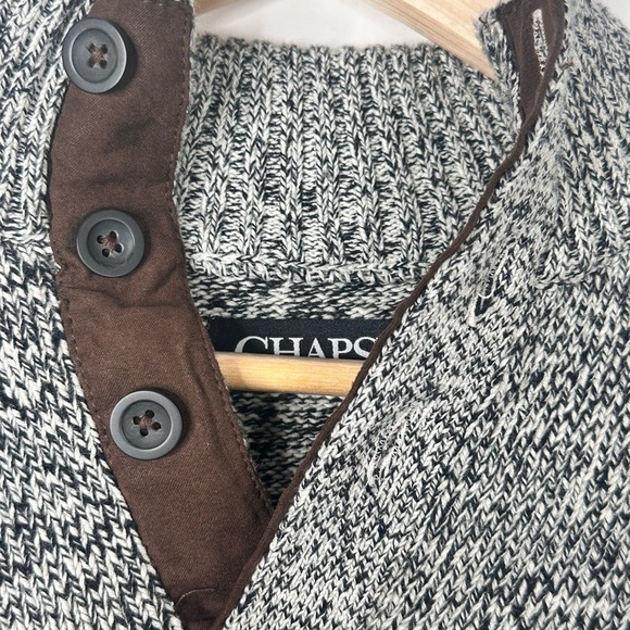 Chaps Sweater Mens Med Red & Gray Pullover Henley Mock Neck - Picture 5 of 15